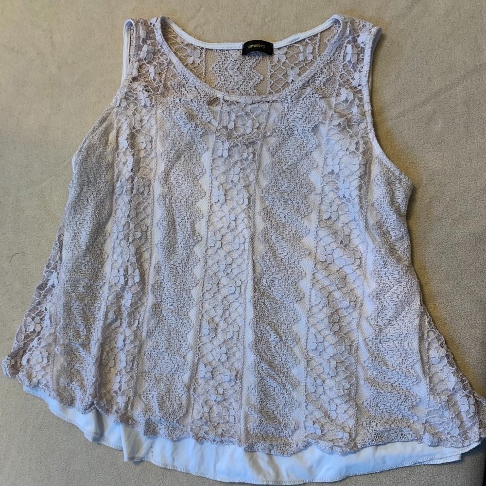 Espresso lace tank 2X